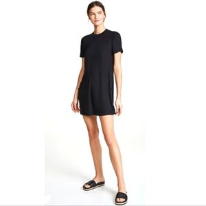 Rag and bone Aiden short sleeve black shift dress with leather neck size XS